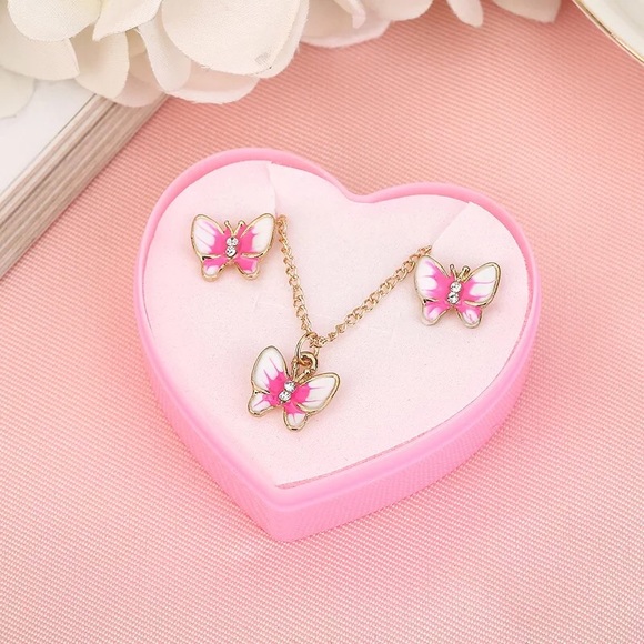 ⚠️SOLDOUT⚠️Adorable Pink Butterfly Jewelry Set - Picture 2 of 4